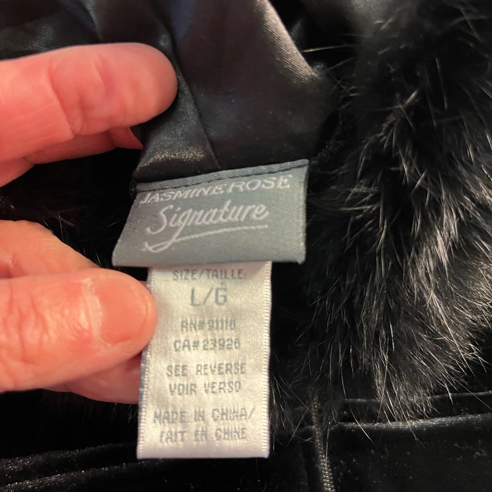 Jasmine Black Velvet Teddy Jacket with Genuine Fur Trim Upscale Loungeware - Picture 4 of 15